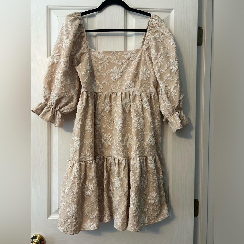Cream Dress with Embroidery